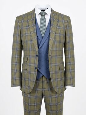 🔥 VITALI 3-Piece Heritage Suit | Sage Green Plaid | Size R50 👔